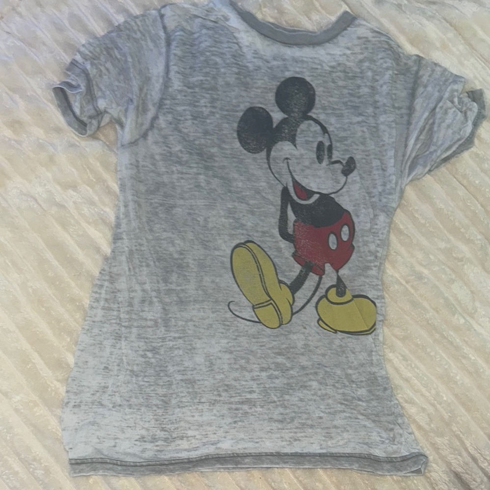 Disney Gray and Red Mickey Mouse Short Sleeve Tee